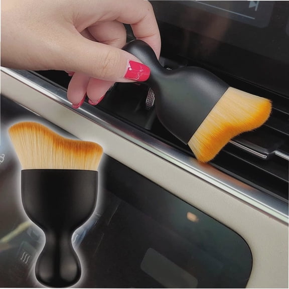 Mini Car Detailing BrushesDense Bristles Scratch Free Interior Dust Brush Suitable for Car Dashboard, Air Conditioning Vents, Crevices, Keyboard Cleaning Tools. (Brown-1pcs)