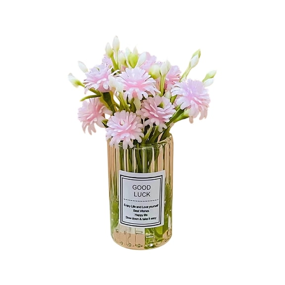 Mini Car Flower Ornament - Glass Vase with Simulated Daisies for Center Console, Car Interior Accessory, Stable Adhesive Base, Aromatherapy Diffuser, Safe and Fresh Decor for Vehicles