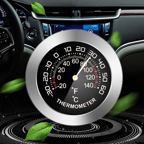Mini Car Thermometers, Vehicle Thermometer/Hygrometer Clock, Classic Dashboard Thermometer, Measuring Range -30°C~60°C/-20°F~140°F, No Batteries Required, Vehicle Accessories