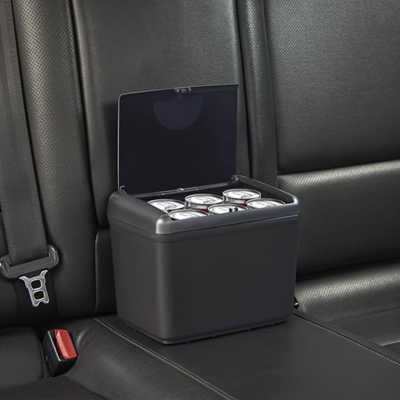 Mini Car Trash Can with Lid | Vehicle Garbage Bin for Front or Back Seat | Small Car Trash Can Storage Organizer for SUV, Truck, or Office | ABS Plastic Black Auto Accessory