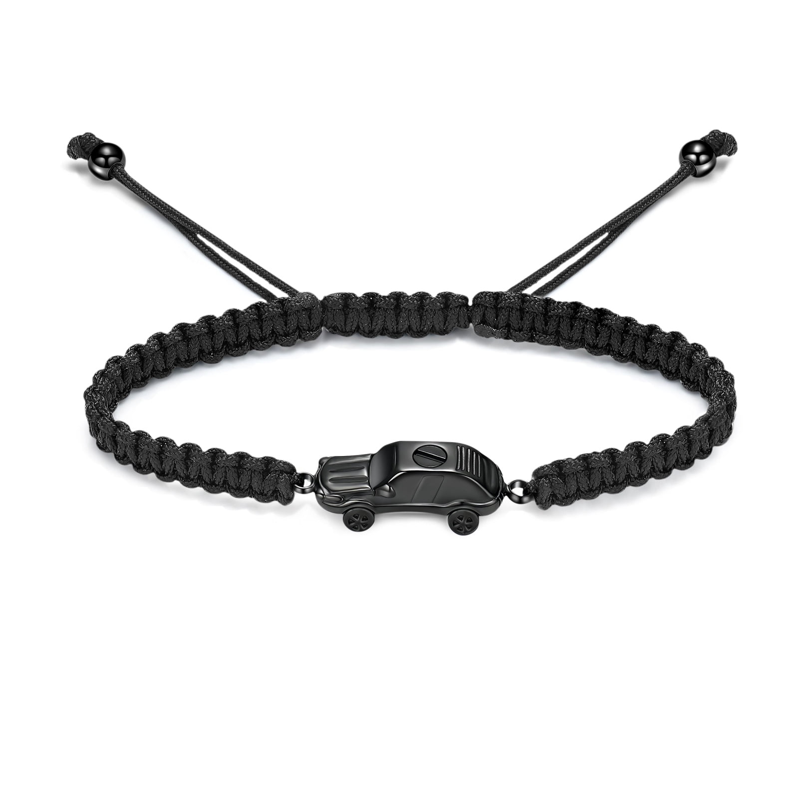 Mini Car Urn Bracelet For Ashes - Stainless Steel Cremation Jewelry, Adjustable Braided Memorial Bracelet