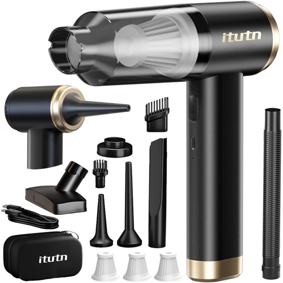 Mini Car Vacuum Cleaner, 15000PA Powerful Suction, Portable Cordless for Car, Handheld Small Cleaner & Air Duster Home, Desk,PC, Keyboard (Mini + 11 attachments)