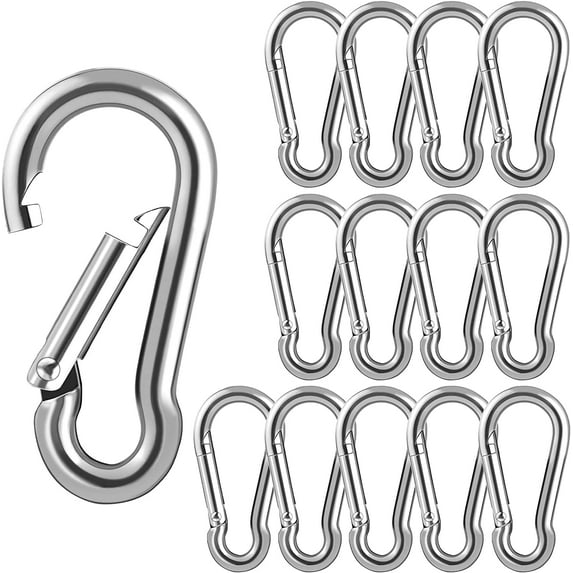 Mini Carabiner Clip, 14Pcs Heavy Duty Spring Snap Hooks Spring Clips Keychain Clip Quick Link for Keys/Water Bottle/Pet Tags/Feeders/Flag Rigging/Hiking/Camping, 1.57inch