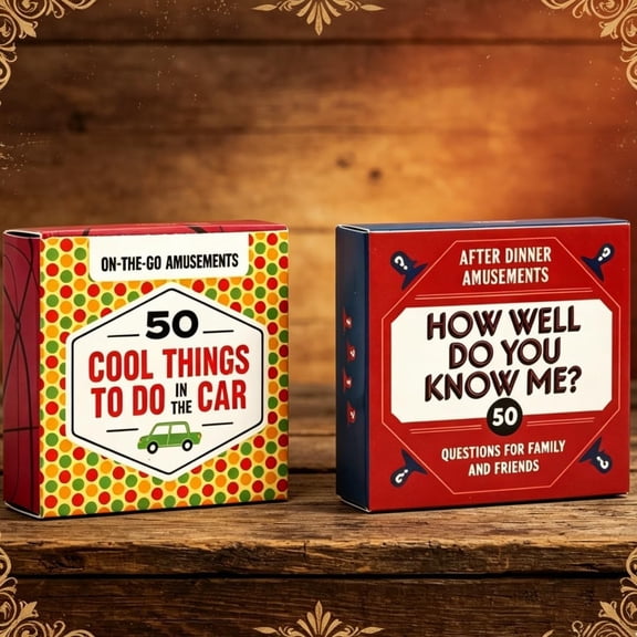 Mini Card Game Set 2 Pack Paper Standard Edition Conversation Starters and Family Brainteasers for Game Night Travel, A1