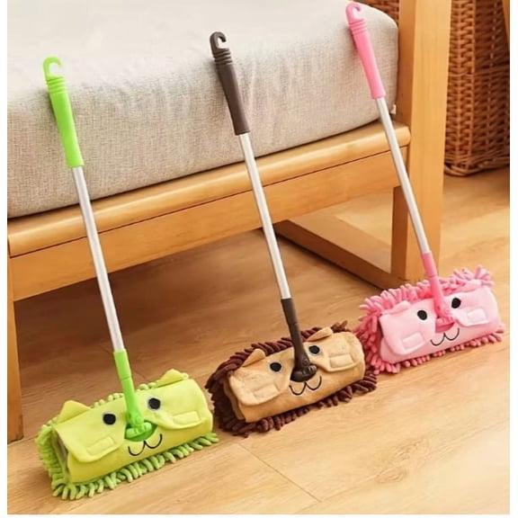 Mini Cartoon Cleaning Brush Mop - Telescopic Lightweight Chenille Mop for Kids and Home Cleaning