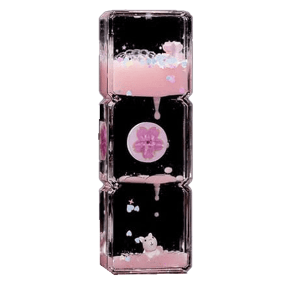 Mini Cartoons Liquid Hourglass, Hourglass for Kids, Cartoon Toy, Office/Home Desktop Decoration Pink