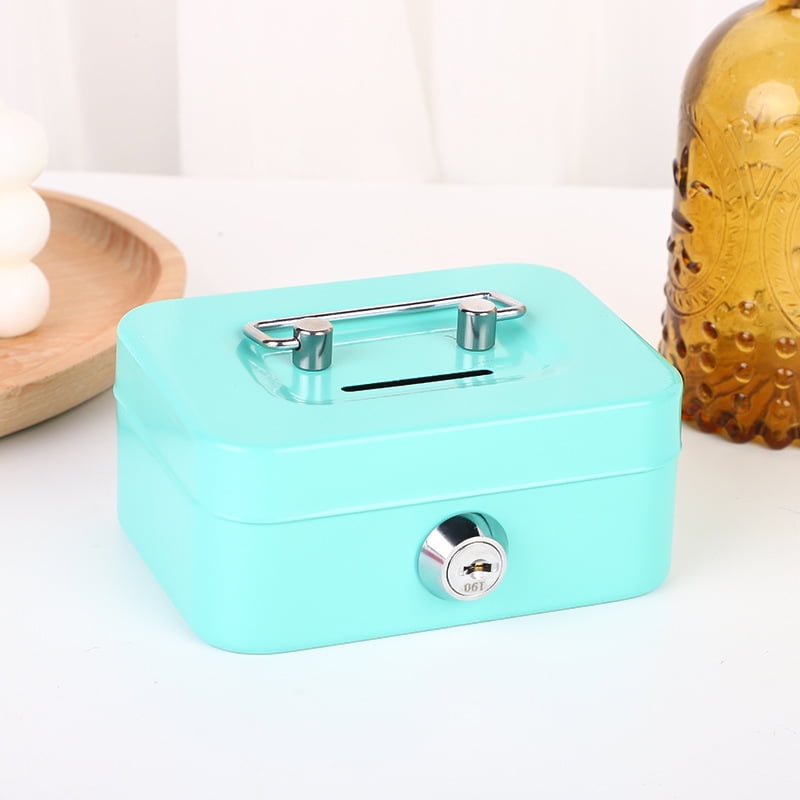 Mini Cash Box with Slot Small Cash Box with Money Tray and Key Lock ...