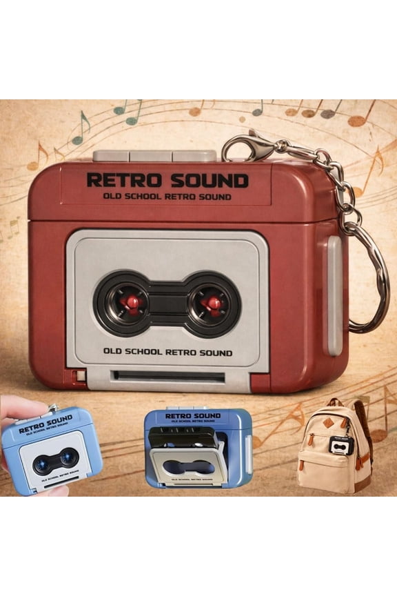 Mini Cassette Player,Micro Retro Sound Keychain Tape,Microcassette Player,Vintage Tape Recorder Couple Gift Keychain Mini Recordable,Plastic Headphone Music,for Backpacks, Handbags