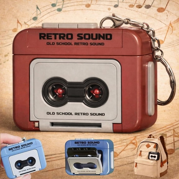 Mini Cassette Tape Recorder Keychain Pendant, Vintage Tape Player Bag Charm with Compact Retro Design and Durable Construction, Cute Keyring Accessory Gift for Music Lovers