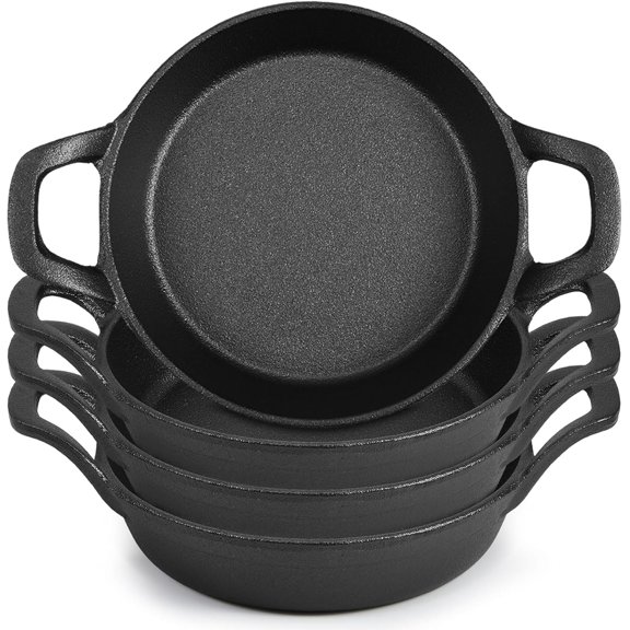 Mini Cast Iron Skillet Set 6.3 x 6.3 x 1.5 Inch 4 Pack Oven Safe Cookware