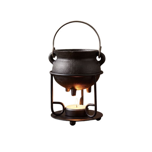 Mini Cast Iron Witch Cauldron Heavy Duty Miniature Iron Burning Pot With Lid Handle And 3 Legged Base For Candle Incense Halloween Altar Decor