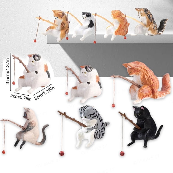 Mini Cat Desk Figurines Set of 5 Cute Cartoon Kitty Companions Miniature Cute Cat Figurines Mini Resin Cat Car Interior Accessories Dashboard Decorations Funny Micro Landscape Ornaments