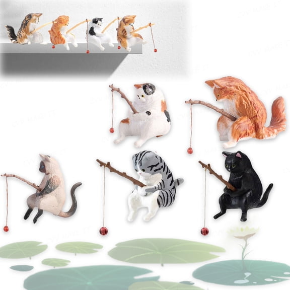 Mini Cat Desk Figurines Set of 5 Cute Cartoon Kitty Companions Miniature Cute Cat Figurines Mini Resin Cat Car Interior Accessories Dashboard Decorations Funny Micro Landscape Ornaments