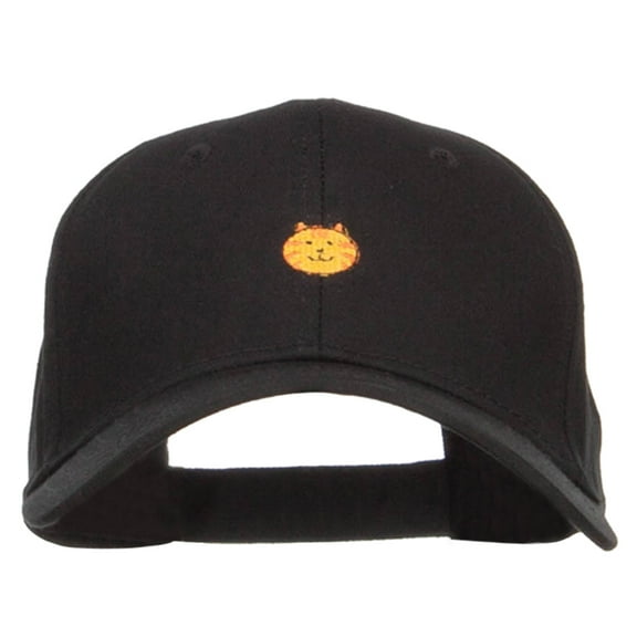 Mini Cat Face Embroidered Cotton Cap - Black OSFM