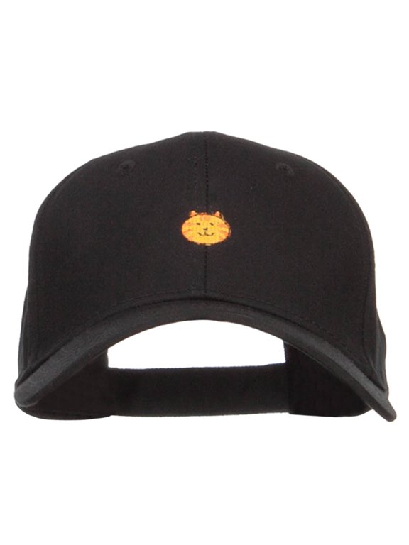 Mini Cat Face Embroidered Cotton Cap - Black OSFM