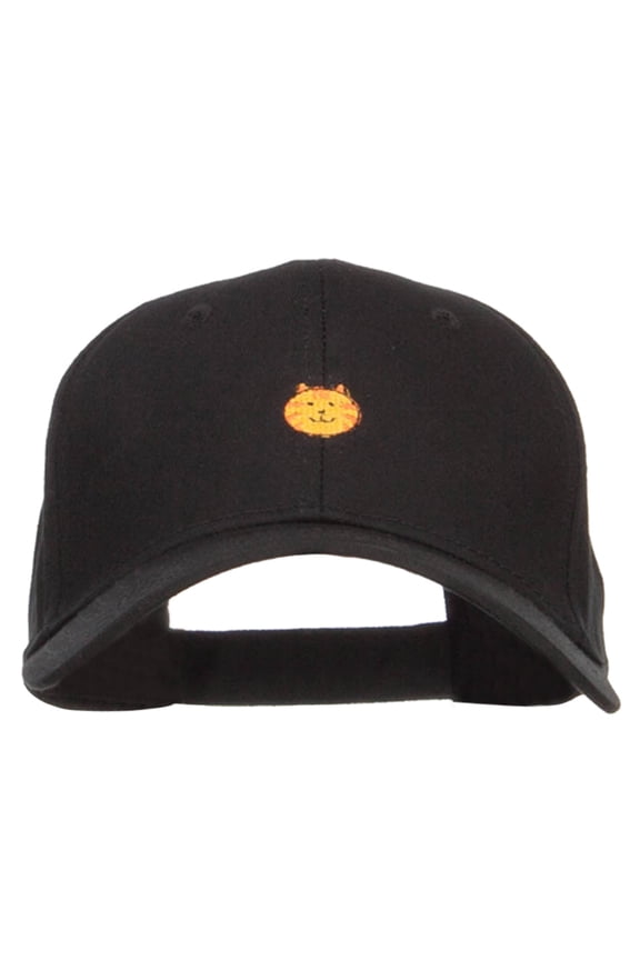 Mini Cat Face Embroidered Cotton Cap - Black OSFM