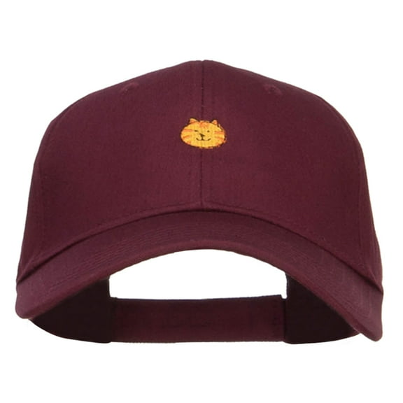 Mini Cat Face Embroidered Cotton Cap - Maroon OSFM
