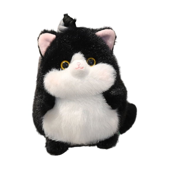 Mini Cat Plush Toy Soft Sensory Hand Exercise Stress Relief Gift Black