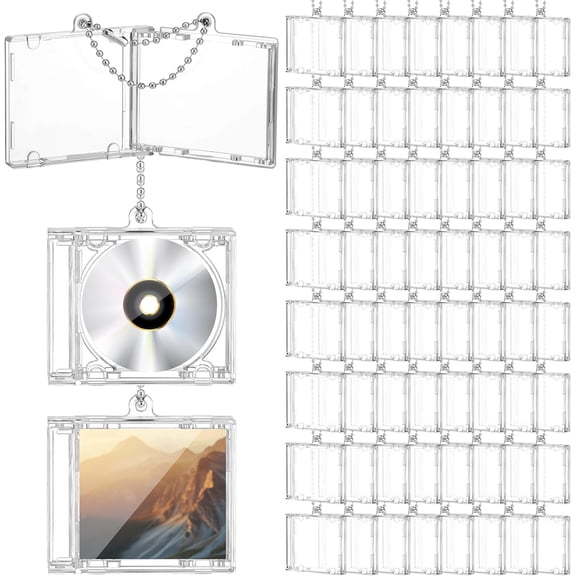 Mini Cd Keychain Album Cases Plastic Cd Cases Clear DVD Cover Bulk DVD Jewel Keyring Music Blank Mini Compact Disc Holder Pendant Personalized for DIY Backpack Hanging Decor Gifts