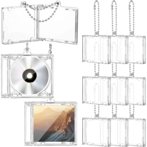 Mini Cd Keychain Album Cases Plastic Cd Cases Clear DVD Cover Bulk DVD Jewel Keyring Music Blank Mini Compact Disc Holder Pendant Personalized for DIY Backpack Hanging Decor Gifts(10 Pcs)-yj