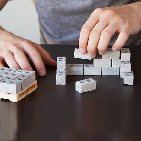 Mini Cement Build Own Gray Your Wall Bricks Bricks 32Pcs Mini Education, Multicolor