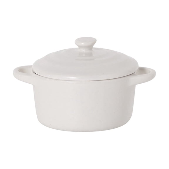 Mini Ceramic Casserole Dish with Lid - 7 Colors Round Baking Bowl with Handles for Soup, Oven Microwave Safe, 12 oz