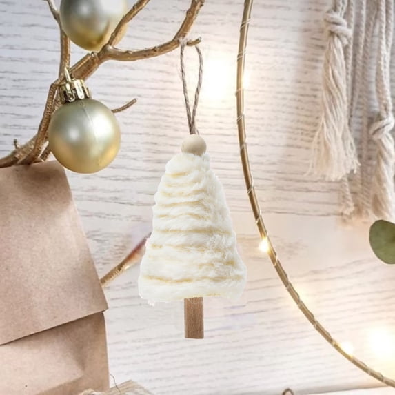Mini Ceramic Christmas Tree Hanging Ornaments with Gold Ropes White Small Christmas Tree Decorations Tiny Xmas Figurines for Xmas Tree Holiday Indoor Decor