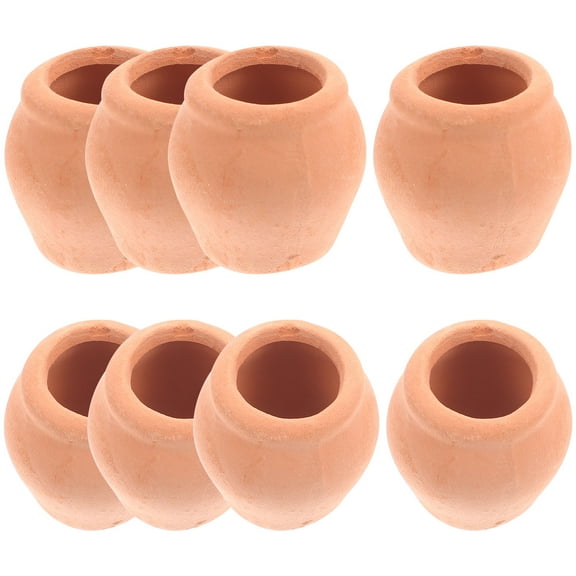 8pcs Mini Ceramic Terracotta Pots for Plants Succulent Planters Small Round Water Bowls Edible Clay Olla Vases Orange