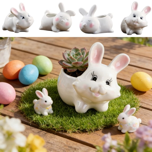 Mini Ceramic Flower Pot Planter, White Small Desktop Succulent Cactus Pot for Bedroom, Office, Windowsill Decor