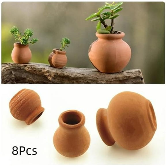 Mini Ceramic Pots 0.47inch 8Pcs Tiny Clay Pots, Great for Windowsill, Cactus, Plants, DIY, Crafts, Wedding Favors