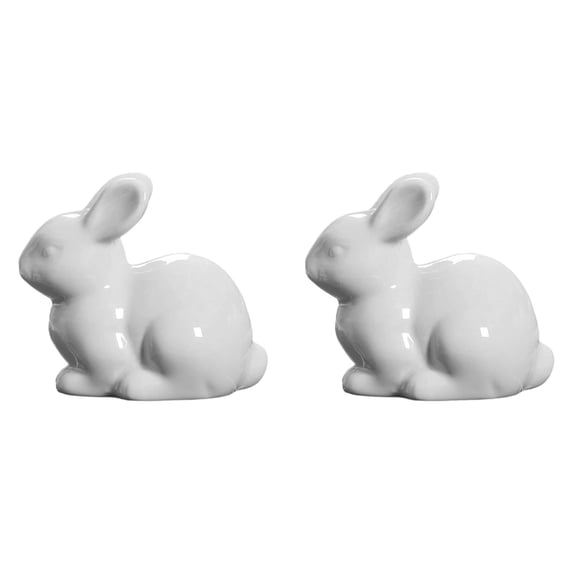 Mini Ceramic Rabbit Figurines Set of 1-3Pcs, Porcelain Easter Bunny Tabletop Decorations, Modern Vintage Rustic Farmhouse Centerpiece for Tray, Mantels & Home Decor