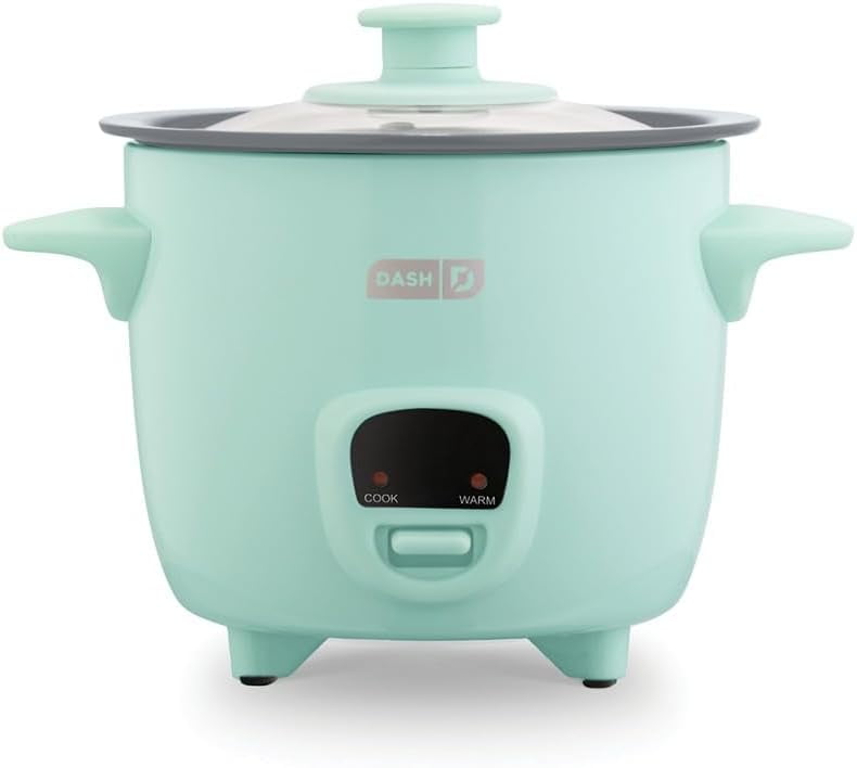 Mini Ceramic Rice Cooker - Designed for Single-Serve Cooking Compact with Nonstick Removable Pot, Keep Warm Function & Easy-to-Clean Sleek Design Aqua