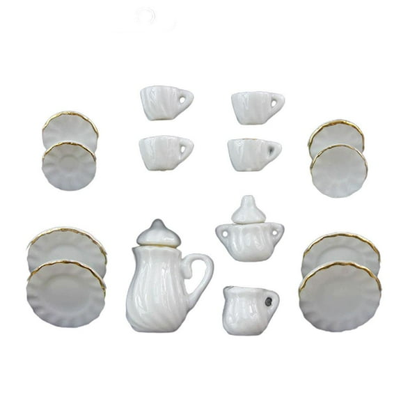 Mini Ceramic Tea Set Perfect Play Toy For Kids - Miniature Food For Children Cups Plates Dishes Tea Cups Cup set 1/12 set tiny garden For cups miniature dollhou house mini set garden For simul