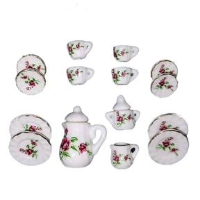Mini Ceramic Tea Set Perfect Play Toy For Kids - Miniature Food For Children Cups Plates Dishes Tea Cups Cup set 1/12 set tiny garden For cups miniature dollhou house mini set garden For simul
