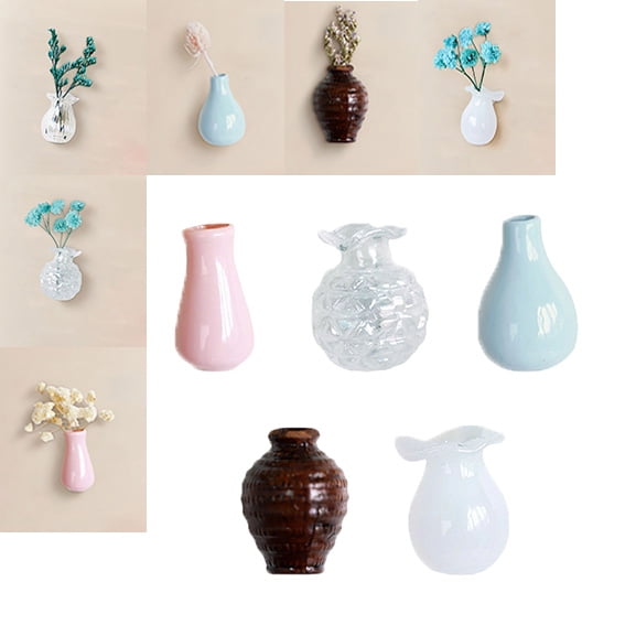 Mini Ceramic Vase Magnets, Mini Vase Magnets for Fridge, Pocket 3D Ceramic Flower Vases for Air Conditioners Fridge House Decoration, Cute Plant Refrigerator Magnet