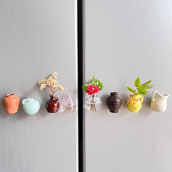 Mini Ceramic Vase Magnets,Mini Vase Magnets,Mini Ceramic Vase Refrigerator Magnets, 3D Ceramic Flower Vase Cute Plant Vase Fridge Magnets Kitchen, for Fridge Cute Plant Refrigerator Magnet