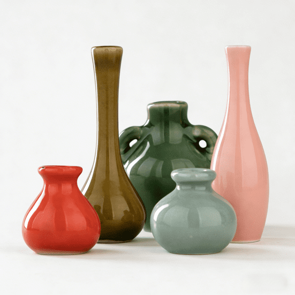 Mini Ceramic Vase Magnets for Fridge, Cute Tiny Plant Vase Fridge Magnets for Kitchen Refrigerator Office Locker Decoration with Flowers (5 Pack)