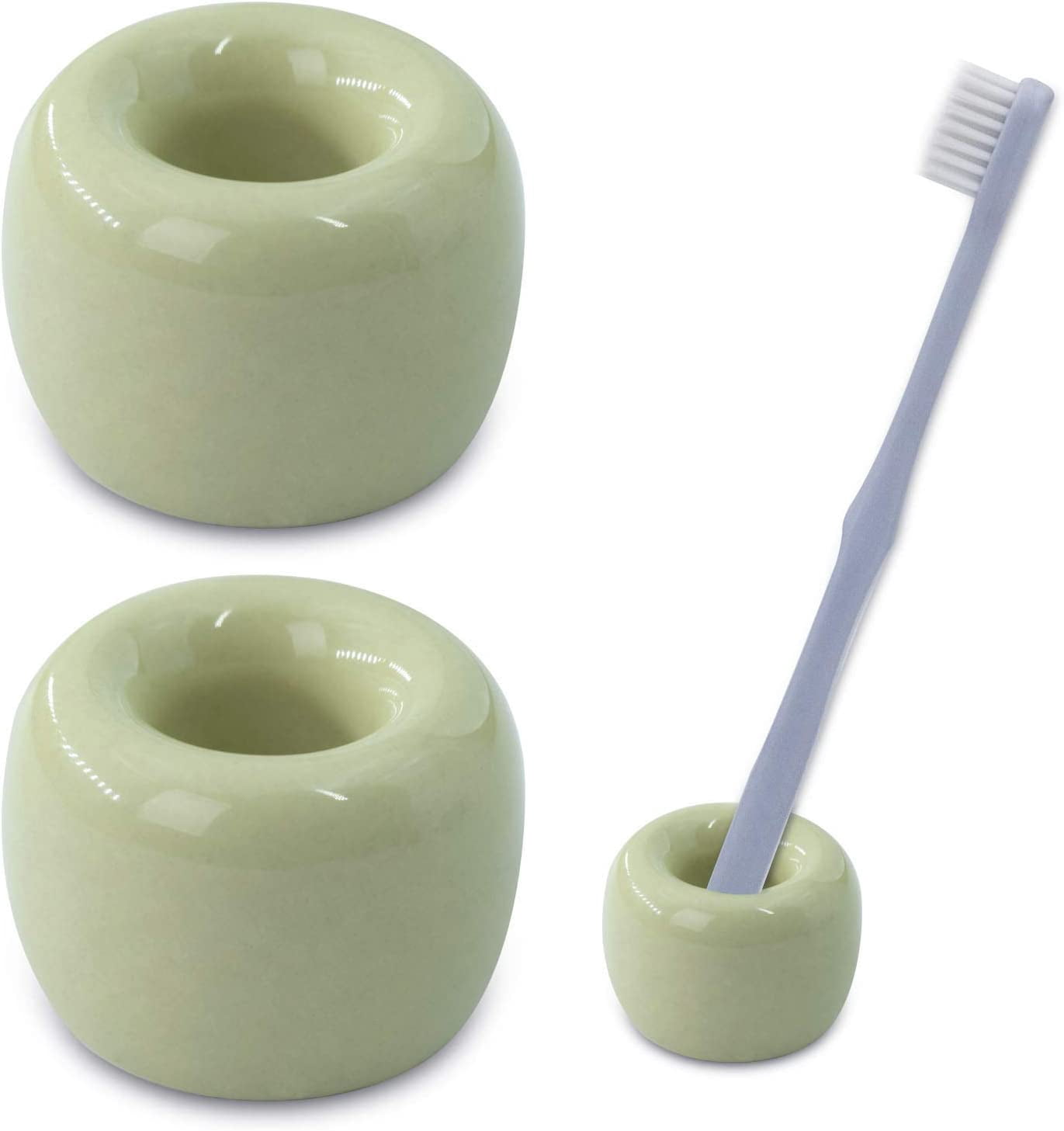 4-Pack Mini White Ceramic Toothbrush Holders - Small Bathroom Vanity Organizer & Pen Stand