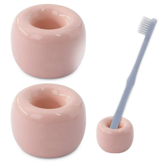 Mini Ceramics Handmade Couple Toothbrush Holder Stand for Bathroom Vanity Countertops, Pack of 2
