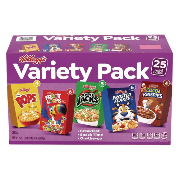 Mini Cereal Boxes Variety Pack - Single Serve Breakfast Cereal Assortment - Care Package Gift Box (25 Count) 26.97oz