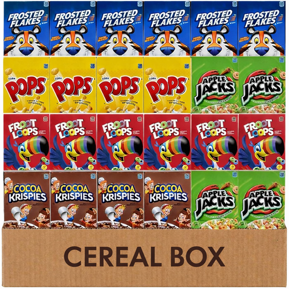 Cereal Boxes Variety Pack, 25 Count  Mini Box Cereal Variety with Cocoa Krispies & Froot Loops, Single-Serve Breakfast Cereal, Care Package Gift Box