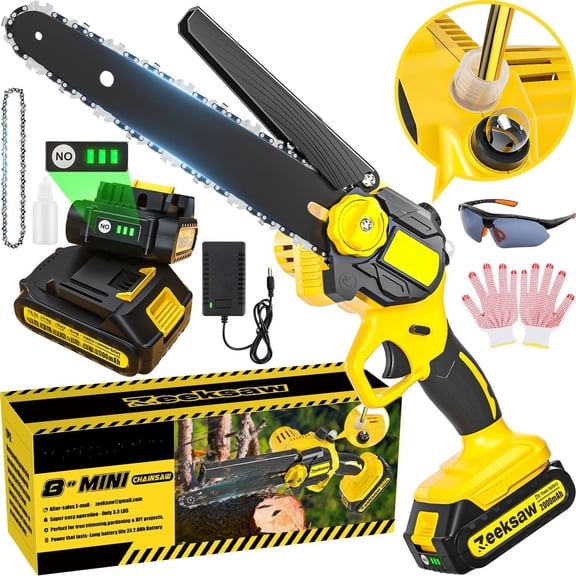 Mini Chain  Cordless 8 inch  Oiler, Automatic Chain Tension, 21V *  Cordless  with 2x2.0Ah  and , Mini  8 inch Cordless Hand-Held  Chain