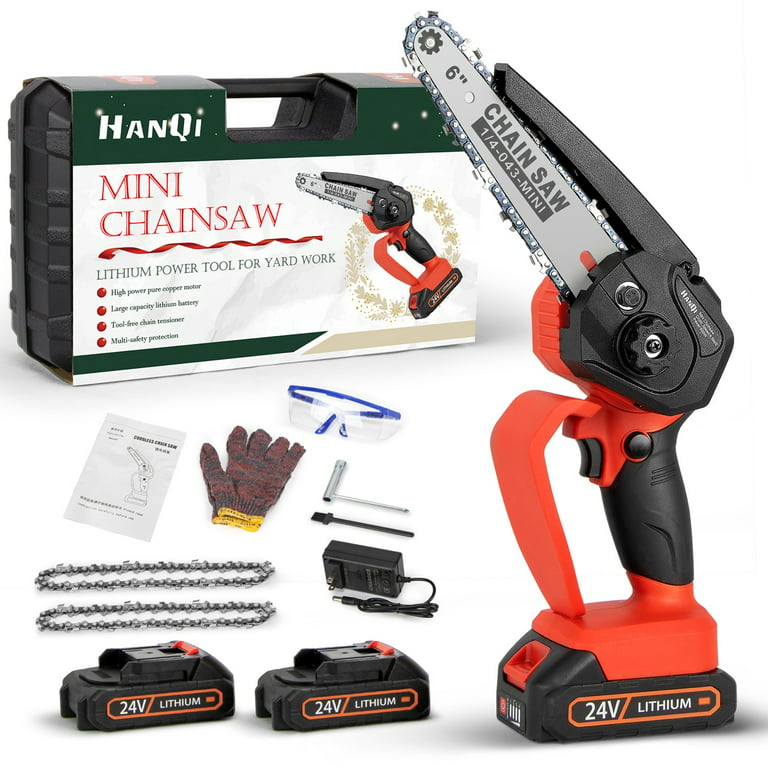 Huncv-mini Battery Chainsaw, Seesii 6 Inch Cordless Electric Chainsaw, With  Lubricant Injector And 2 Batteries, Mini Rechargeable Electric Chainsaw