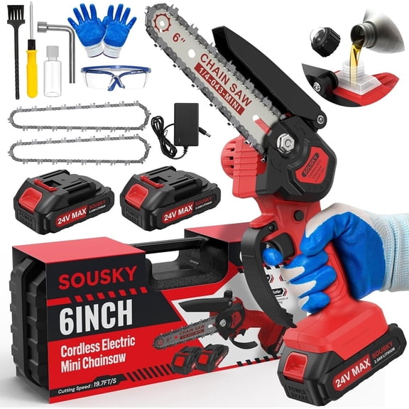 Mini Chainsaw 6 Inch Cordless, Light Electric Small Handheld Chainsaw