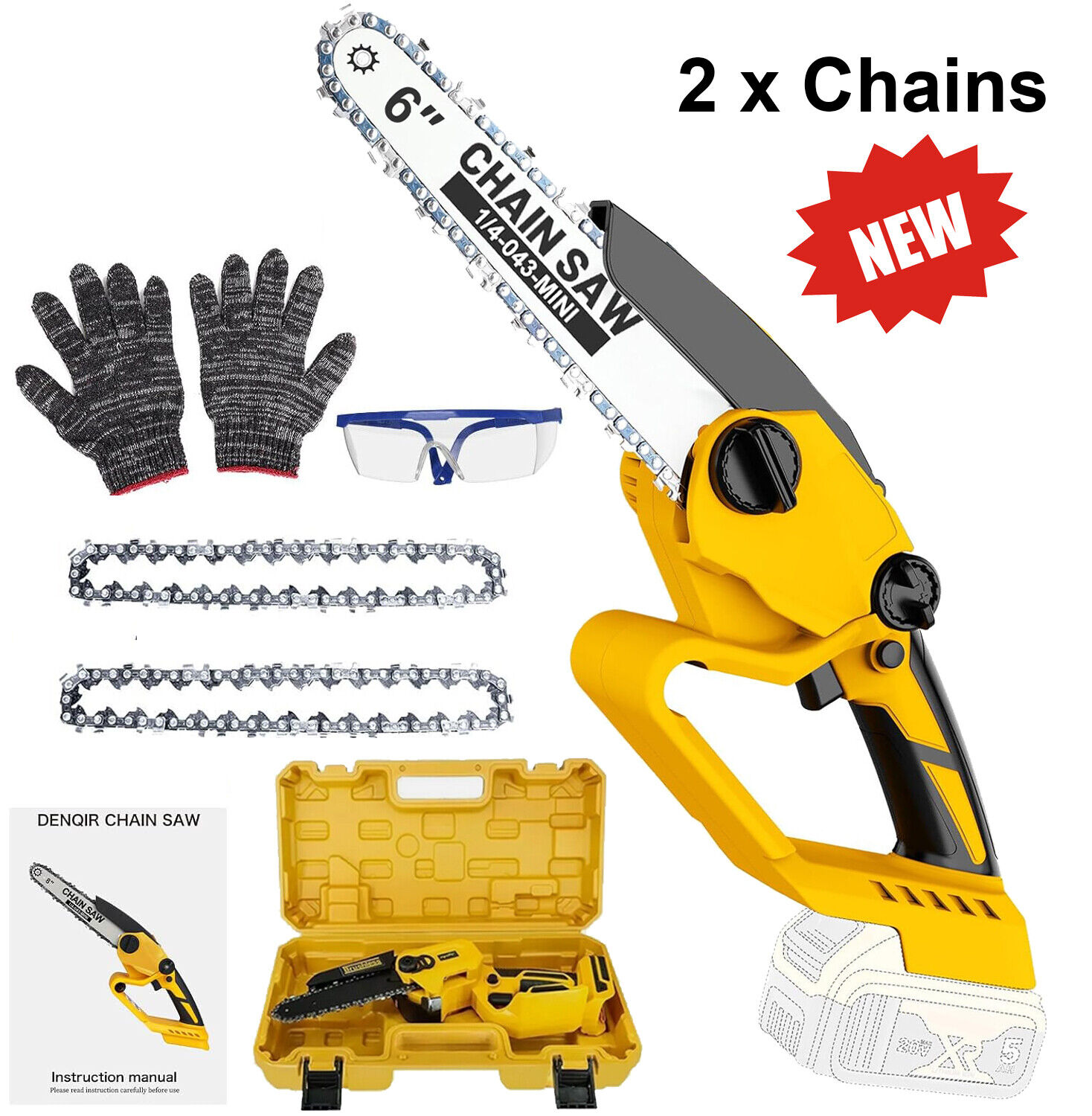 Mini Chainsaw 6 Inch For Dewalt 20V Max Battery Cordless HandHeld