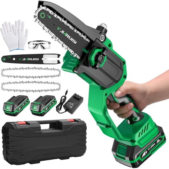 Mini Chainsaw 6 Inch Portable Electric Chainsaw Cordless with 2 Batteries and a Carrying Case, Handheld for Tree Branches, Courtyard, Household and Garden, Gifts for Men Dad Husband Women