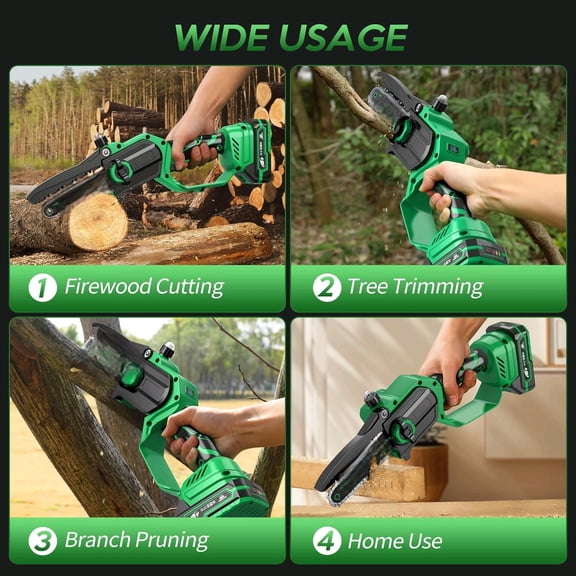 Mini Chainsaw 6 Inch Portable Electric Chainsaw Cordless with 2 Batteries and a Carrying Case, Handheld for Tree Branches, Courtyard, Household and Garden, Gifts for Men Dad Husband Women