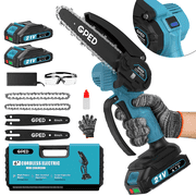 Mini Chainsaw, 6 inch Portable Electric Chainsaw Cordless, Handheld Chain Saw Pruning Shears Chainsaw for Tree Branches, Courtyard, Household and Garden, Blue