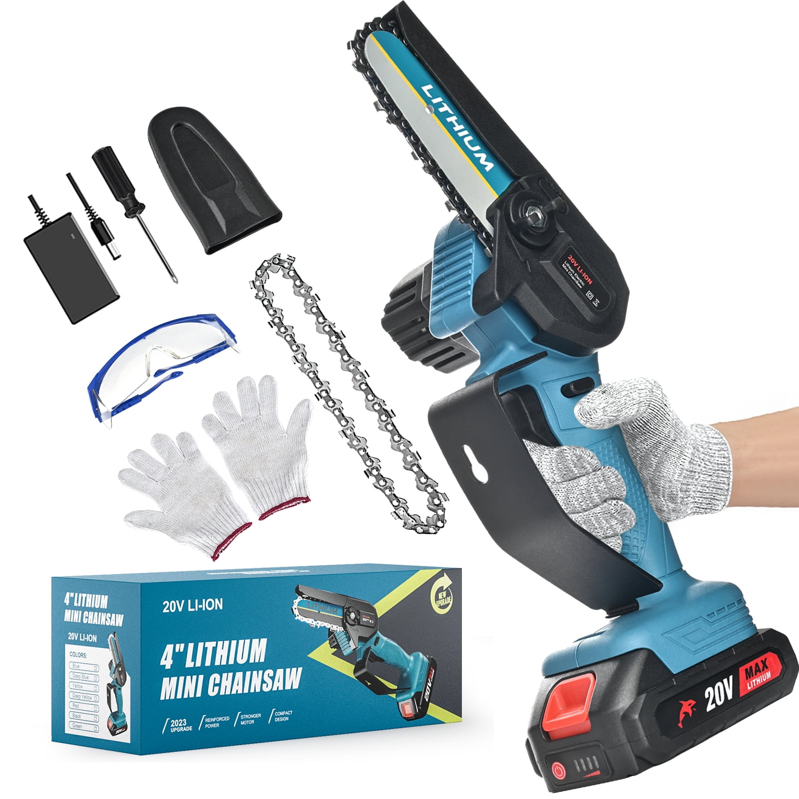 Free Shipping Mini Chainsaw Cordless 4 Inch Electric Small Chain Saw Battery Powered Portable Handheld Mini Chain Saw Pruning Shears ChainSaw for Wood Cutting Tree Trimming Gardening Camping Courtyard...