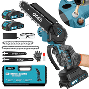 Mini Chainsaw Cordless 6 & 8 Inch with 2 Battery, Oiler System Mini Power Chain Saw, Handheld Chain Saw With Security Lock, Small Electric Chainsaws For Wood/Trees Cutting, Blue